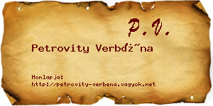 Petrovity Verbéna névjegykártya